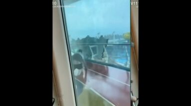 Freak storm whips up chairs and umbrellas on cruise ship, passengers scramble to take cover
