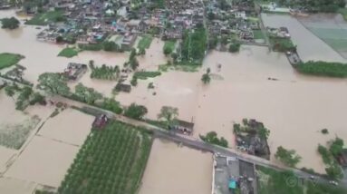 Drone video shows widespread flooding in India