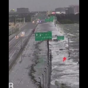 Large waves threaten to cover Florida's I-275 in Tampa Bay as Hurricane Idalia makes landfall