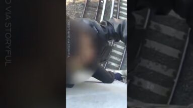 Good Samaritans, NYPD rescue teen dangling over train tracks #shorts