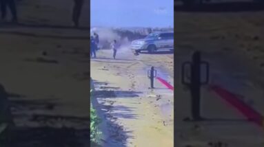 Onlookers flee from powerful waves in California #shorts #shortsviral