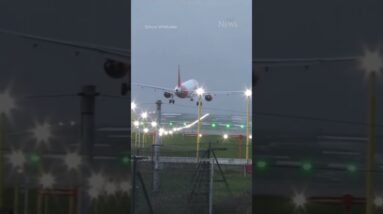 Plane forced to abort landing at last minute due to strong winds