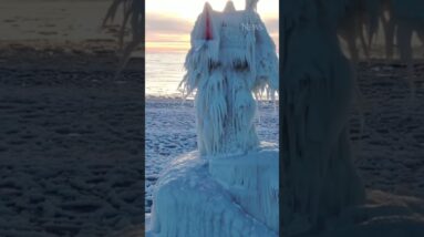 Freezing weather leaves stunning ice formations in Michigan