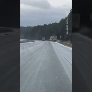 Video shows moment truck hits ice on Alabama highway #shorts