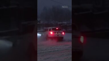 Video shows vehicles sliding on notorious icy hill in B.C.