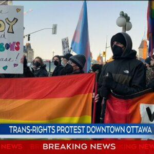 Trans rights protests in downtown Ottawa as Alta. Premier Danielle Smith opens office