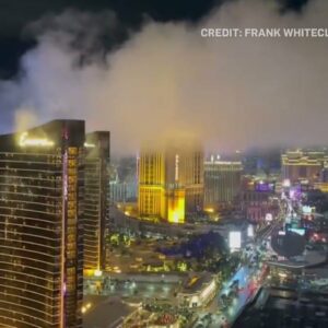 Unusual weather phenomenon sees fog blanket Las Vegas