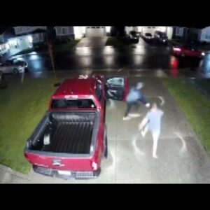 Caught on camera: Homeowner confronts, chases down car thief