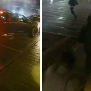 WATCH | Police chase down group of carjacking suspects through Toronto parking lot