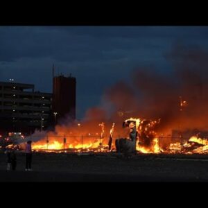 Edmonton's historic Hangar 11 at Blatchford goes down in flames