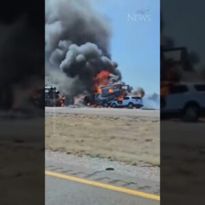 Fiery collision shuts down lanes of I-40 East of Albuquerque #shorts