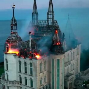 Ukraine's 'Harry Potter castle' burns after Russian attack