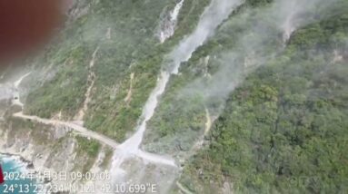 Video shows landslides in Taiwan after powerful earthquake