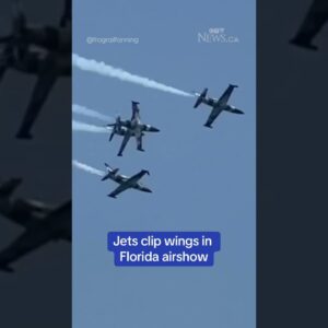 Wild video from Florida show the moment that two jets clipped wings during an airshow