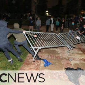 Supporters of Israel clash with pro-Palestinian protesters at UCLA